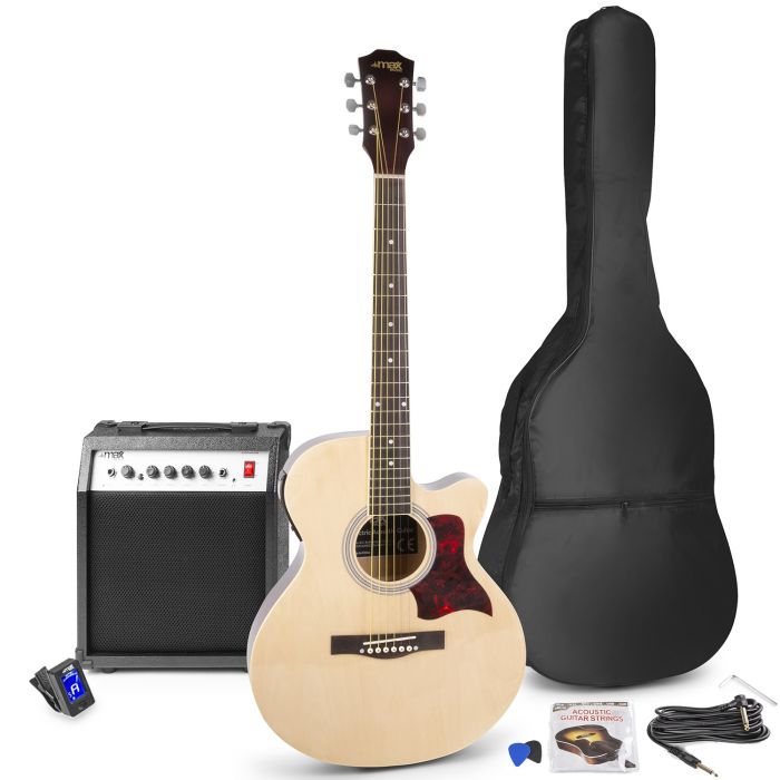 MAX ShowKit Pack Guitare Électro-Acoustique avec Accessoires - Noir
